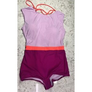 WET Swimwear Jules One Piece Modest Lilac & Hot Pink Retro Magenta SZ L